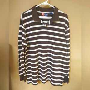 Chaps Brown and White Striped Polo Shirt, Size XL NWOT